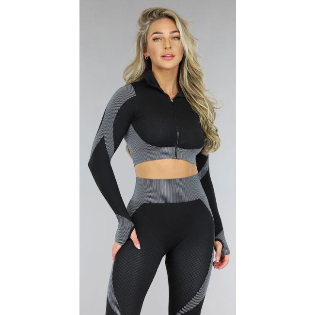Schwarzes Sportstrick-Set 2-teilig
