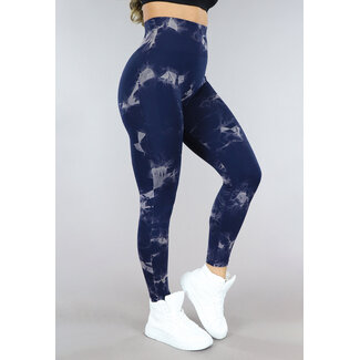 Dunkelblaue gepunktete Sport-Leggings