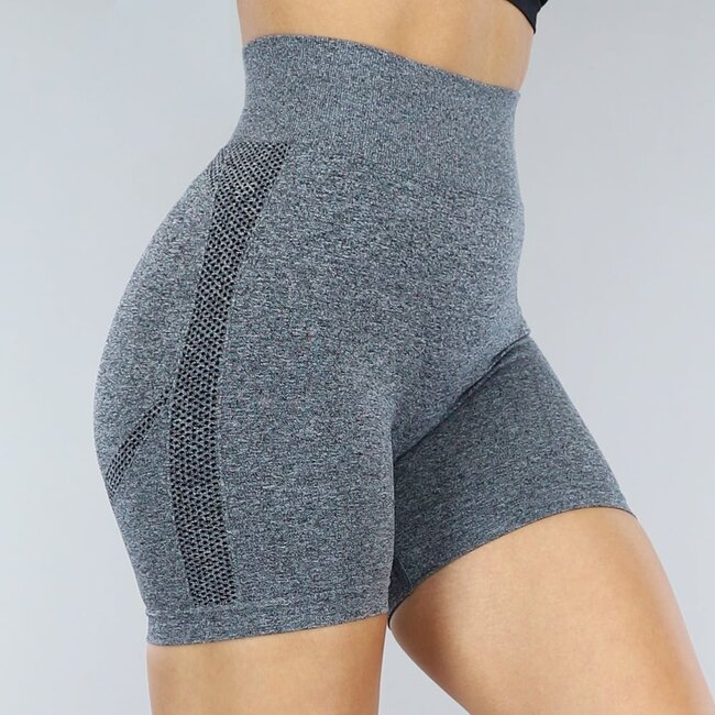 Graue Melange-Sport-Shorts mit Bundfalten