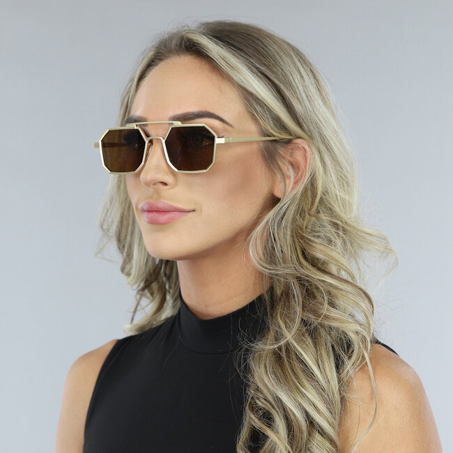 Goldene Hippie-Sonnenbrille oval