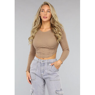 Khaki Top mit sichtbaren Nähten