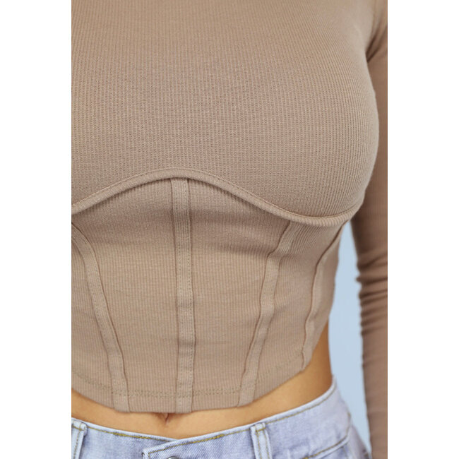 Khaki Top mit sichtbaren Nähten
