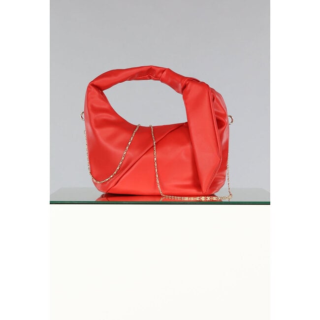 Rote Handtasche in Lederoptik mit Plissee-Detail