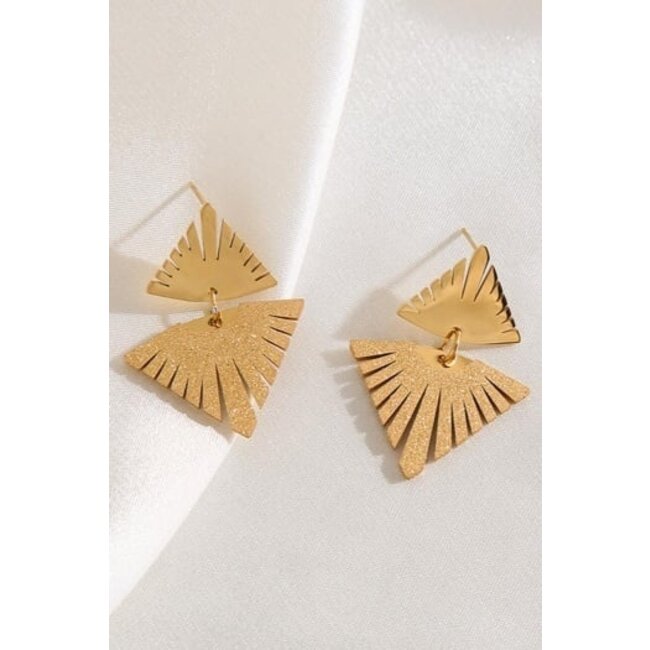 Gold schimmernde Dreiecks-Ohrringe