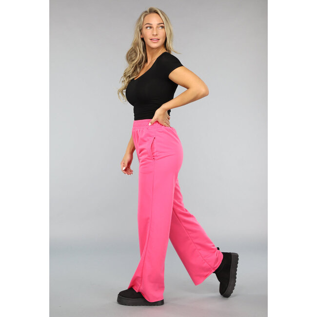 Fuchsia Wide Leg Jogging Stoffhose