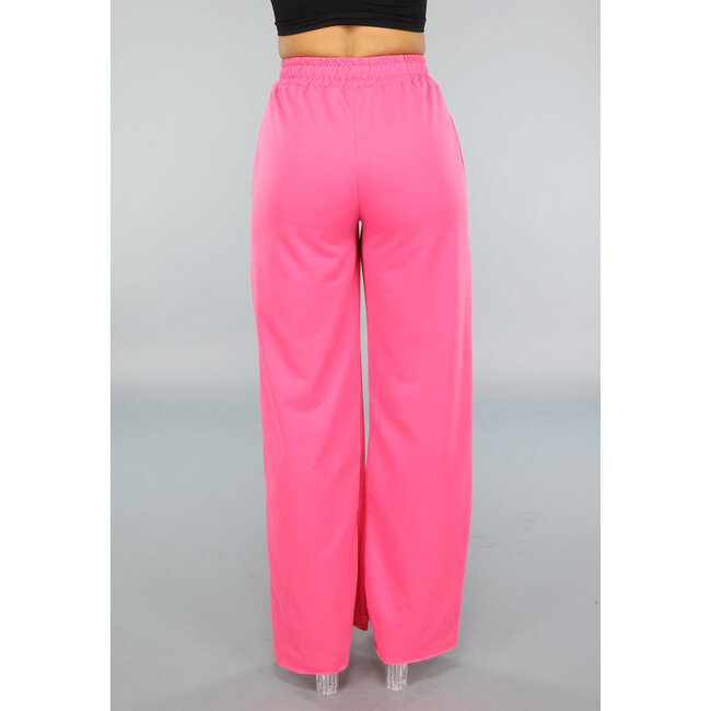 Fuchsia Wide Leg Jogging Stoffhose