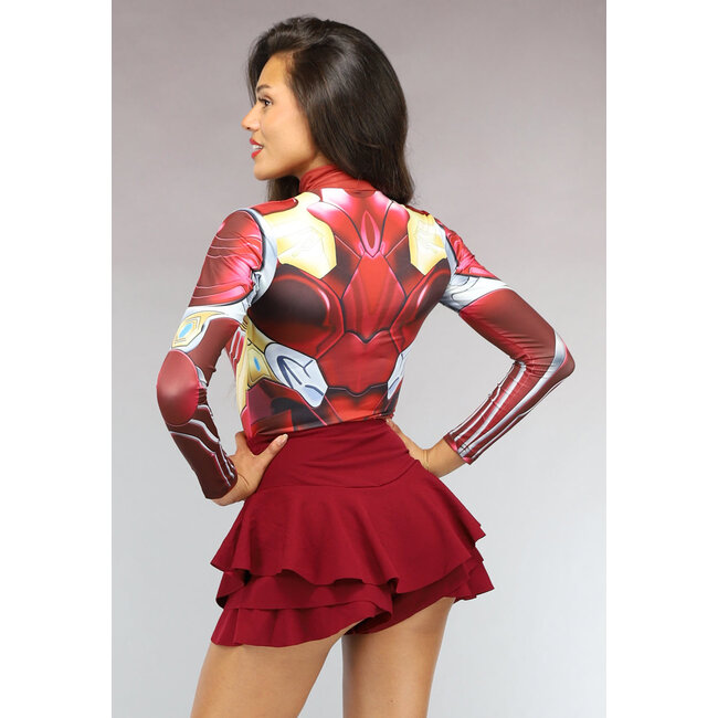 Roter Marvel Iron Man Bodysuit mit Reissverschluss