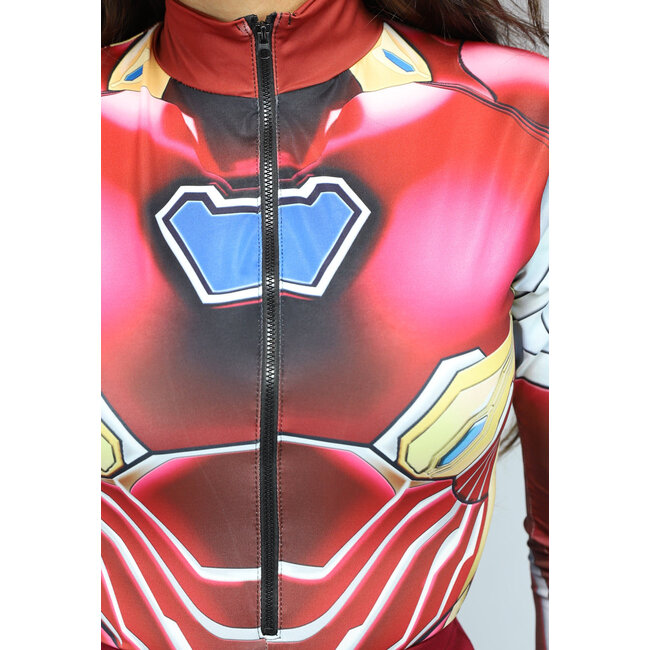 Roter Marvel Iron Man Bodysuit mit Reissverschluss