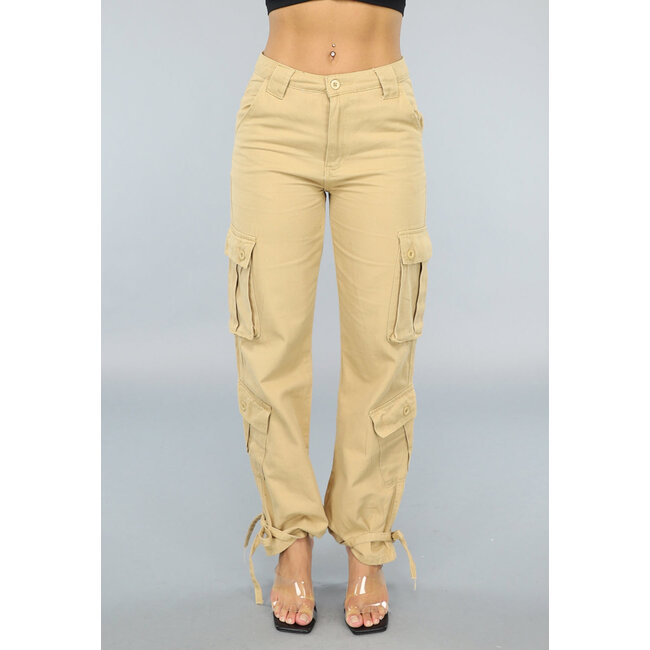 Khaki Carpenter Cargo-Hose mit Seilen