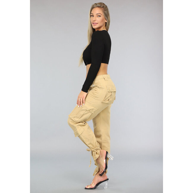 Khaki Carpenter Cargo-Hose mit Seilen