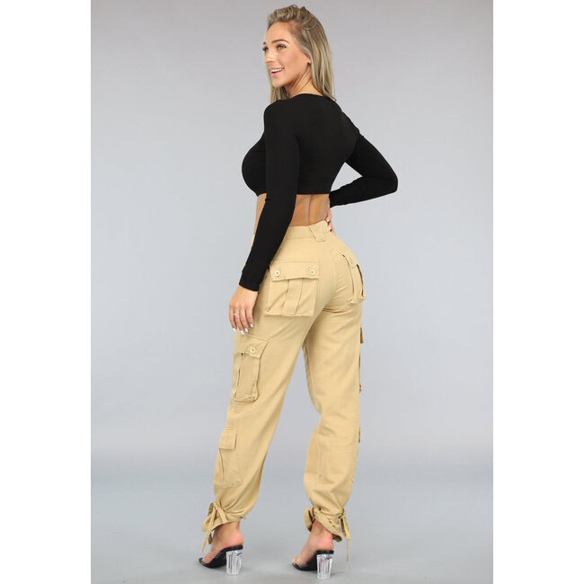 Khaki Carpenter Cargo-Hose mit Seilen