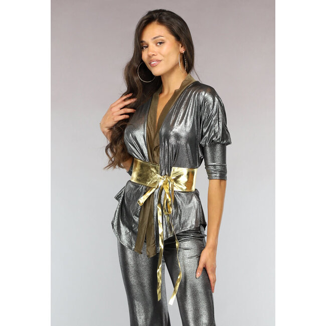 Metallic Retro 80er Jahre Kostüm mit Taillenband