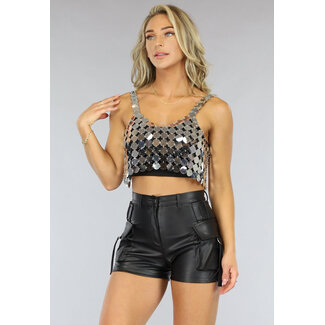 Silbermünzen-Crop-Top