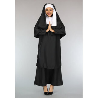 NEW0603 Lange schwarze Nonne Kostüm