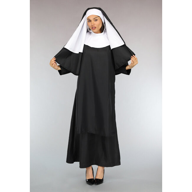 Lange schwarze Nonne Kostüm