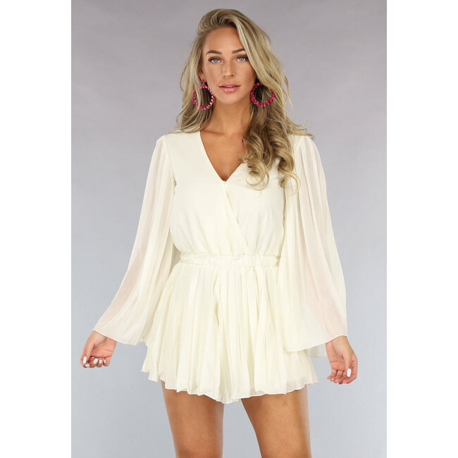 Ecru Plissé Playsuit