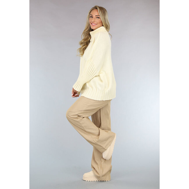 Weite Plissee-Hose in Camel