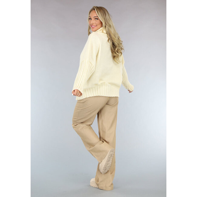 Weite Plissee-Hose in Camel