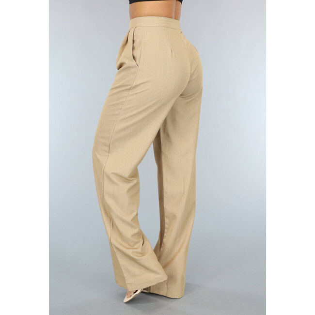 Weite Plissee-Hose in Camel