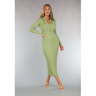 Langes grünes Rippenkleid
