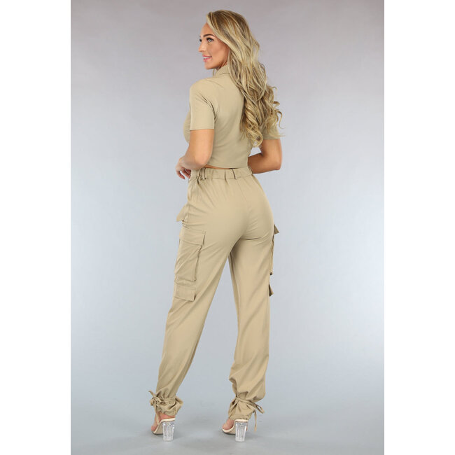 Khaki Zweiteiliges Cargo-Set