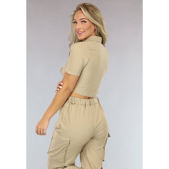 Khaki Zweiteiliges Cargo-Set