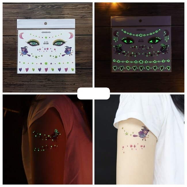 Glow In The Dark Temporary Spooky Tattoo Set