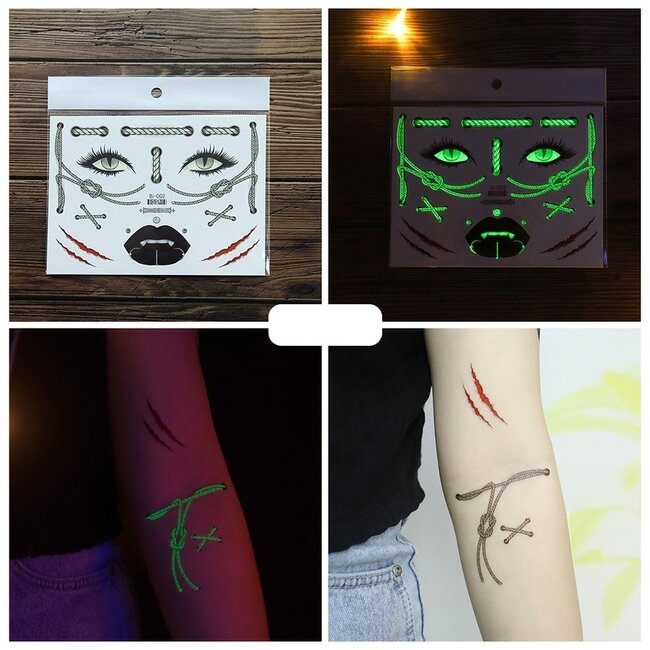 Glow In The Dark Temporäre Halloween Tattoo Set