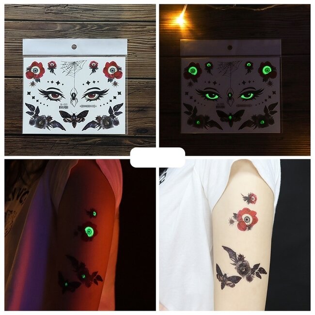 Glow In The Dark Temporäre Halloween Tattoo Set
