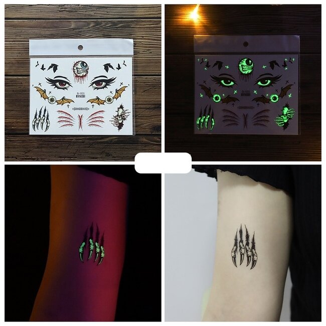 Glow In The Dark Temporäre Halloween Tattoo Set