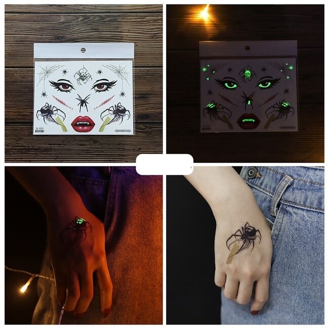 Glow In The Dark Temporäre Halloween Tattoo Set