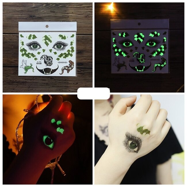 Glow In The Dark Temporäre Halloween Tattoo Set