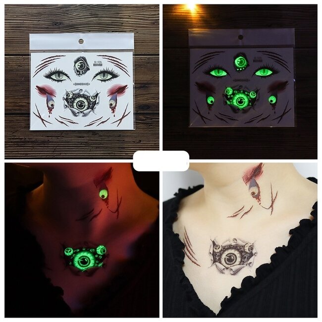 Glow In The Dark Temporäre Halloween Tattoo Set
