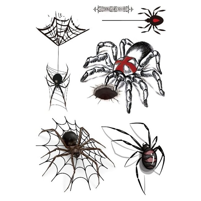 Gruseliges temporäres Tattoo von Spinnen