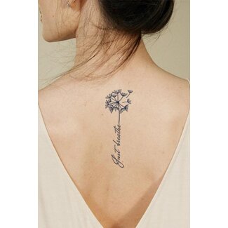 OP=OP.14.AV Temporäres Tattoo mit Text und Blumen