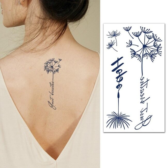 Temporäres Tattoo mit Text und Blumen