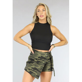 Schwarzes Neckholder-Crop-Top