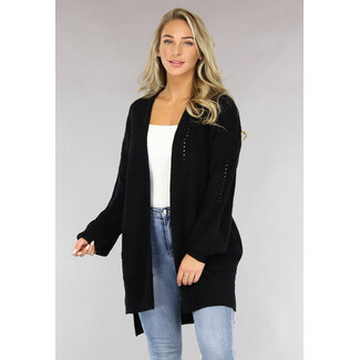 NEW1810 Schwarze Basic-Strickjacke