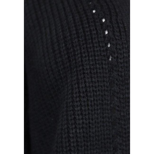 Schwarzer Basic-Strickcardigan mit Taschen