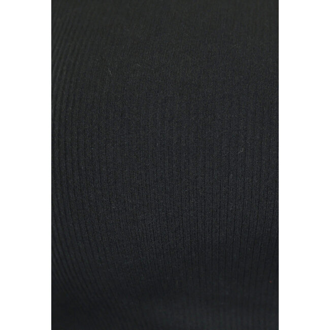 Schwarzes langärmeliges Ripp-Top mit Reißverschluss