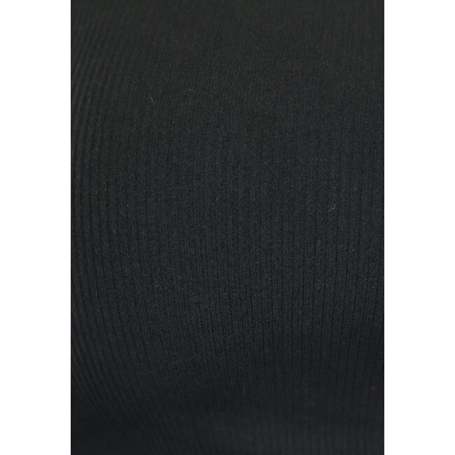 Schwarzes langärmeliges Ripp-Top mit Reißverschluss