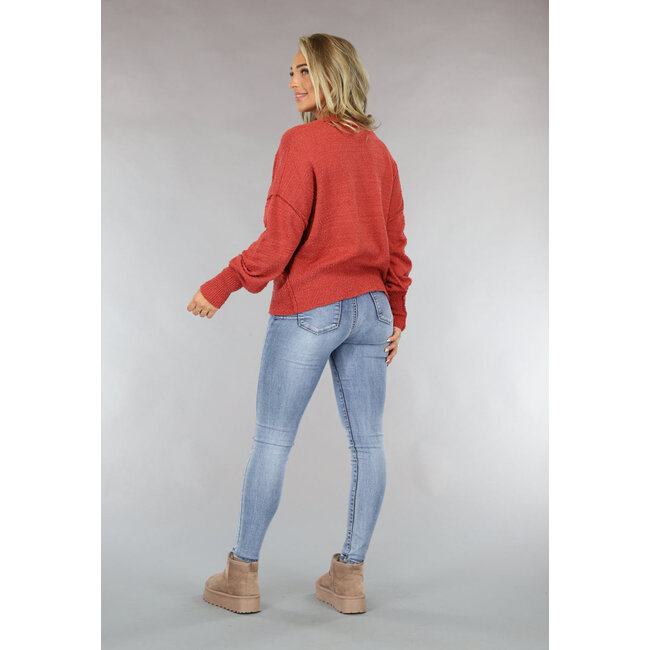 Rostbraune Strickjacke mit Knopfverschluss