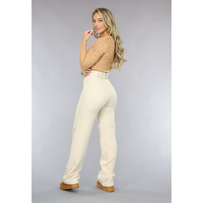 Gehäkelter Camel Cardigan mit Knopfleiste