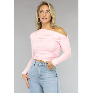 Hellrosa plissiertes Stretch-Top