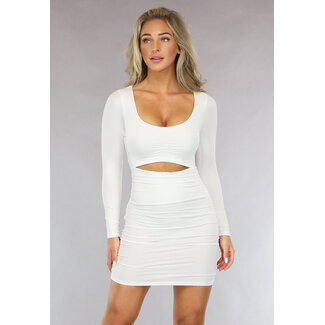 Weißes Bodycon-Kleid mit Falten