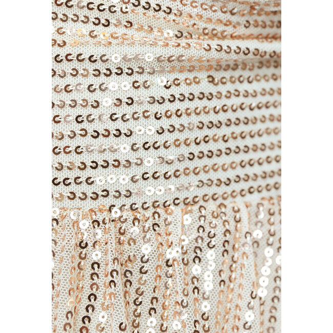 Champagnerfarbenes Glitzerkleid mit Schleifendetail