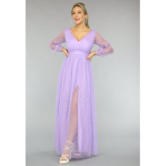 Lila Glitzer Maxikleid