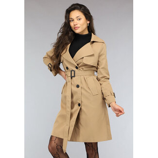 NEW2510 Kamelfarbener Trenchcoat mit Knöpfen