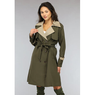 OP=OP.14.AV Mehrfarbige Trenchcoat-Jacke mit Gürtel