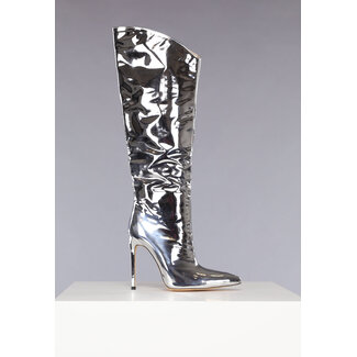 OP=OP.14.AV Silberne Metallic-Stiefel mit Stiletto-Absatz